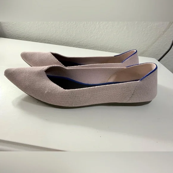 Rothy's Women's Light Pink Flats with Blue Trim - Picture 4 of 7